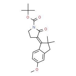ChemSpider 2D Image | 2-Methyl-2-propanyl (3E)-3-(5-methoxy-2,2-dimethyl-2,3-dihydro-1H-inden-1-ylidene)-2-oxo-1-pyrrolidinecarboxylate | C21H27NO4