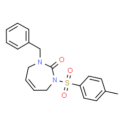 ChemSpider 2D Image | 1-Benzyl-3-[(4-methylphenyl)sulfonyl]-1,3,4,7-tetrahydro-2H-1,3-diazepin-2-one | C19H20N2O3S