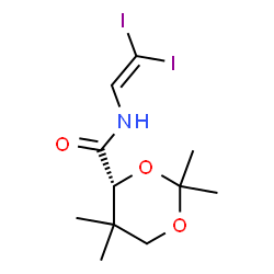 ChemSpider 2D Image | (4R)-N-(2,2-Diiodovinyl)-2,2,5,5-tetramethyl-1,3-dioxane-4-carboxamide | C11H17I2NO3