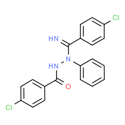ChemSpider 2D Image | 4-Chloro-N'-[(4-chlorophenyl)(imino)methyl]-N'-phenylbenzohydrazide | C20H15Cl2N3O