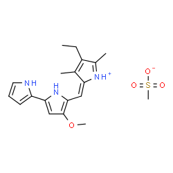 ChemSpider 2D Image | (2E)-4-Ethyl-2-[(4-methoxy-1H,1'H-2,2'-bipyrrol-5-yl)methylene]-3,5-dimethyl-2H-pyrrolium methanesulfonate | C19H25N3O4S