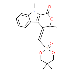 ChemSpider 2D Image | (4Z)-4-[(5,5-Dimethyl-2-oxido-1,3,2-dioxaphosphinan-2-yl)methylene]-3,3,9-trimethyl-4,9-dihydropyrano[3,4-b]indol-1(3H)-one | C20H24NO5P