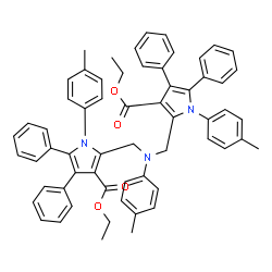 ChemSpider 2D Image | Diethyl 2,2'-{[(4-methylphenyl)imino]bis(methylene)}bis[1-(4-methylphenyl)-4,5-diphenyl-1H-pyrrole-3-carboxylate] | C61H55N3O4