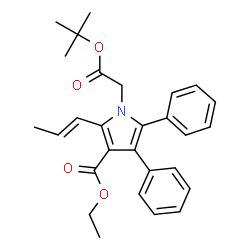 ChemSpider 2D Image | Ethyl 1-{2-[(2-methyl-2-propanyl)oxy]-2-oxoethyl}-4,5-diphenyl-2-[(1E)-1-propen-1-yl]-1H-pyrrole-3-carboxylate | C28H31NO4