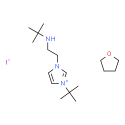 ChemSpider 2D Image | 3-(2-Methyl-2-propanyl)-1-{2-[(2-methyl-2-propanyl)amino]ethyl}-1H-imidazol-3-ium iodide - tetrahydrofuran (1:1:1) | C17H34IN3O