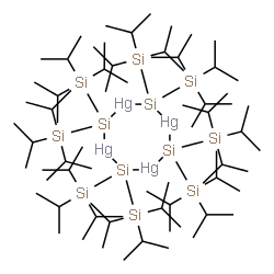 ChemSpider 2D Image | [1,3,3,5,5,7,7-heptakis(triisopropylsilyl)-1,3,5,7,2,4,6,8-tetrasilatetramercurocan-1-yl]-triisopropyl-silane | C72H168Hg4Si12
