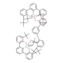 ChemSpider 2D Image | Bis[3,3''-bis(2-methyl-2-propanyl)-2,2''-di(oxido-kappaO)-1,1':3',1''-terphenyl-2'-yl-kappaC~2'~]-mu-[3,3''-bis(2-methyl-2-propanyl)-1,1':3',1''-terphenyl-2,2''-diolatato-kappaO~2~:kappaO~2''~]bis(2,2
-dimethylpropylidene)ditungsten | C88H102O6W2