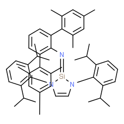 ChemSpider 2D Image | 1,3-Bis(2,6-diisopropylphenyl)-N-(2,2'',4,4'',6,6''-hexamethyl-1,1':3',1''-terphenyl-2'-yl)-1,3-dihydro-2H-1,3,2-diazasilol-2-imine | C50H61N3Si