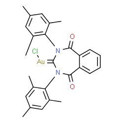 ChemSpider 2D Image | Chloro(2,4-dimesityl-1,5-dioxo-1,2,4,5-tetrahydro-3H-2,4-benzodiazepin-3-ylidene)gold | C27H26AuClN2O2