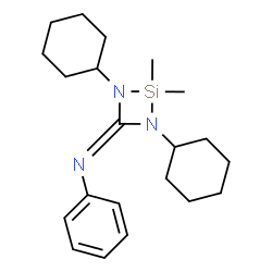 ChemSpider 2D Image | 1,3-Dicyclohexyl-2,2-dimethyl-N-phenyl-1,3,2-diazasiletidin-4-imine | C21H33N3Si