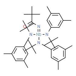 ChemSpider 2D Image | Tris[3,5-dimethyl-N-(2-methyl-2-propanyl)anilinato][(2,2-dimethylpropanoyl)imino]niobium | C41H63N4NbO