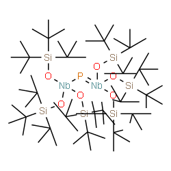 ChemSpider 2D Image | Niobium(4+) phosphanidylidene{tris[tris(2-methyl-2-propanyl)silanolato]}niobate(1-) tris(2-methyl-2-propanyl)silanolate (1:1:3) | C72H162Nb2O6ψ6