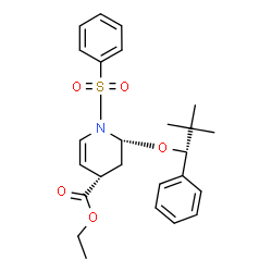 ChemSpider 2D Image | Ethyl (2R,4S)-2-[(1R)-2,2-dimethyl-1-phenylpropoxy]-1-(phenylsulfonyl)-1,2,3,4-tetrahydro-4-pyridinecarboxylate | C25H31NO5S
