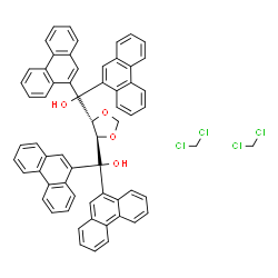ChemSpider 2D Image | (4R,5R)-1,3-Dioxolane-4,5-diylbis(di-9-phenanthrylmethanol) - dichloromethane (1:2) | C63H46Cl4O4