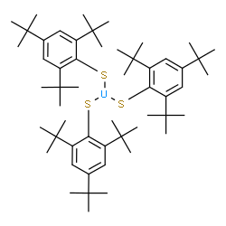 ChemSpider 2D Image | Uranium(3+) tris[2,4,6-tris(2-methyl-2-propanyl)benzenethiolate] | C54H87S3U