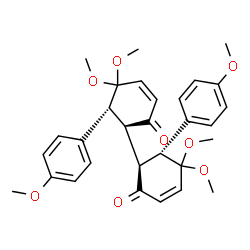 ChemSpider 2D Image | (1S,1'S,6R,6'R)-5,5,5',5'-Tetramethoxy-6,6'-bis(4-methoxyphenyl)-1,1'-bi(3-cyclohexen-1-yl)-2,2'-dione | C30H34O8