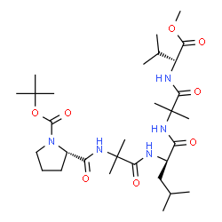 ChemSpider 2D Image | Methyl 1-{[(2-methyl-2-propanyl)oxy]carbonyl}-L-prolyl-2-methylalanylleucyl-2-methylalanyl-D-valinate | C30H53N5O8