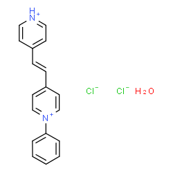 ChemSpider 2D Image | 1-Phenyl-4-[(E)-2-(4-pyridiniumyl)vinyl]pyridinium chloride hydrate (1:2:1) | C18H18Cl2N2O