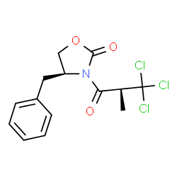 ChemSpider 2D Image | (4S)-4-Benzyl-3-[(2S)-3,3,3-trichloro-2-methylpropanoyl]-1,3-oxazolidin-2-one | C14H14Cl3NO3