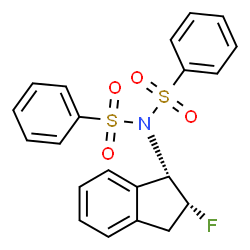ChemSpider 2D Image | N-[(1S,2R)-2-Fluoro-2,3-dihydro-1H-inden-1-yl]-N-(phenylsulfonyl)benzenesulfonamide | C21H18FNO4S2