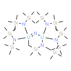 ChemSpider 2D Image | 4,4-dimethyl-N2,N2,N2',N2',N6,N6,N6',N6',3-nonakis(trimethylsilyl)-1,3-diaza-4-sila-2$l^{4},6$l^{5}-diuranacyclohex-6-ene-2,2,6,6-tetramine | C30H89N6Si10U2