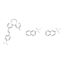 ChemSpider 2D Image | 2-{(E)-2-[4-(Dimethylamino)phenyl]vinyl}-12-methyl-7,8-dihydro-6H-dipyrido[1,2-a:2',1'-c][1,4]diazepinediium di(2-naphthalenesulfonate) | C44H41N3O6S2