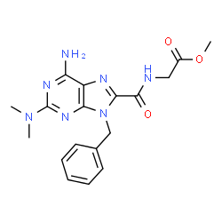 ChemSpider 2D Image | Methyl N-{[6-amino-9-benzyl-2-(dimethylamino)-9H-purin-8-yl]carbonyl}glycinate | C18H21N7O3