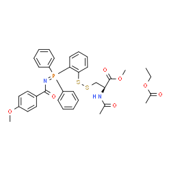ChemSpider 2D Image | Ethyl acetate - methyl N-acetyl-3-({2-[N-(4-methoxybenzoyl)-P,P-diphenylphosphorimidoyl]phenyl}disulfanyl)alaninate (1:1) | C36H39N2O7PS2