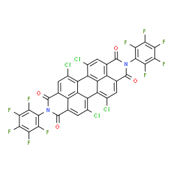 ChemSpider 2D Image | 5,6,12,13-Tetrachloro-2,9-bis(pentafluorophenyl)isoquinolino[4',5',6':6,5,10]anthra[2,1,9-def]isoquinoline-1,3,8,10(2H,9H)-tetrone | C36H4Cl4F10N2O4