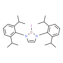 ChemSpider 2D Image | 1,3-Bis(2,6-diisopropylphenyl)-2-iodo-2,3-dihydro-1H-1,3,2-diazaborole | C26H36BIN2