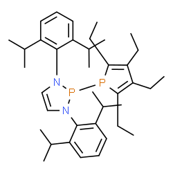 ChemSpider 2D Image | 1,3-Bis(2,6-diisopropylphenyl)-2-(2,3,4,5-tetraethyl-1H-phosphol-1-yl)-2,3-dihydro-1H-1,3,2-diazaphosphole | C38H56N2P2
