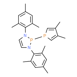 ChemSpider 2D Image | 2-(3,4-Dimethyl-1H-phosphol-1-yl)-1,3-dimesityl-2,3-dihydro-1H-1,3,2-diazaphosphole | C26H32N2P2