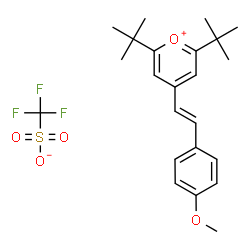 ChemSpider 2D Image | 4-[(E)-2-(4-Methoxyphenyl)vinyl]-2,6-bis(2-methyl-2-propanyl)pyrylium trifluoromethanesulfonate | C23H29F3O5S
