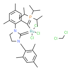ChemSpider 2D Image | Dichloromethane - trichloro(1,3-dimesityl-2-imidazolidinylidene)[(triisopropylphosphoranylidene)methyl]ruthenium (1:1) | C32H50Cl5N2PRu