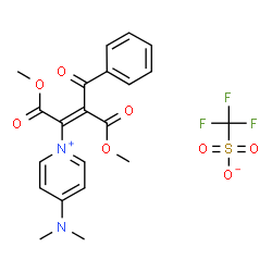 ChemSpider 2D Image | 1-[(2Z)-3-Benzoyl-1,4-dimethoxy-1,4-dioxo-2-buten-2-yl]-4-(dimethylamino)pyridinium trifluoromethanesulfonate | C21H21F3N2O8S