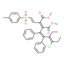 ChemSpider 2D Image | Dimethyl (2Z)-2-[(1Z,3Z)-4-chloro-3-ethyl-1,2-diphenyl-1,3-hexadien-1-yl]-3-{(E)-2-[(4-methylphenyl)sulfonyl]vinyl}-2-butenedioate | C35H35ClO6S