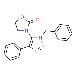 ChemSpider 2D Image | 3-(1-Benzyl-4-phenyl-1H-1,2,3-triazol-5-yl)-1,3-oxazolidin-2-one | C18H16N4O2