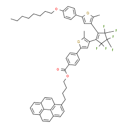ChemSpider 2D Image | 4-(1-Pyrenyl)butyl 4-[4-(3,3,4,4,5,5-hexafluoro-2-{2-methyl-5-[4-(octyloxy)phenyl]-3-thienyl}-1-cyclopenten-1-yl)-5-methyl-2-thienyl]benzoate | C56H50F6O3S2