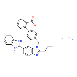 ChemSpider 2D Image | 2-{1-[(2'-Carboxy-4-biphenylyl)methyl]-4-methyl-2-propyl-1H-benzimidazol-6-yl}-1-methyl-1H-3,1-benzimidazol-1-ium thiocyanate | C34H31N5O2S
