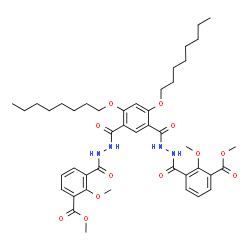 ChemSpider 2D Image | Dimethyl 3,3'-{[4,6-bis(octyloxy)-1,3-phenylene]bis(carbonyl-2,1-hydrazinediylcarbonyl)}bis(2-methoxybenzoate) | C44H58N4O12