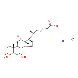 ChemSpider 2D Image | (6R)-6-[(3R,5S,7R,8R,9S,10S,12S,13R,14S,17R)-3,7,12-Trihydroxy-10,13-dimethylhexadecahydro-1H-cyclopenta[a]phenanthren-17-yl]heptanoic acid - acrylonitrile (1:1) | C29H47NO5