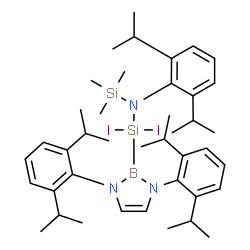 ChemSpider 2D Image | 1-[1,3-Bis(2,6-diisopropylphenyl)-1,3-dihydro-2H-1,3,2-diazaborol-2-yl]-N-(2,6-diisopropylphenyl)-1,1-diiodo-N-(trimethylsilyl)silanamine | C41H62BI2N3Si2