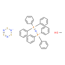 ChemSpider 2D Image | 1$l^{4},3,5-trithia-2,6-diaza-4-azanidacyclohexa-1,6-diene;methanol;triphenyl-[(triphenyl-$l^{5}-phosphanylidene)amino]phosphonium | C37H34N4OP2S3