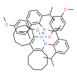 ChemSpider 2D Image | (2-{2-[(2,6-Diisopropylphenyl)azanidyl-kappaN]-1-cycloocten-1-yl}-1-cycloocten-1-yl-kappaC~1~)[(2,6-diisopropylphenyl)imino]bis(4-methoxyphenolatato-kappaO)tungsten | C54H72N2O4W