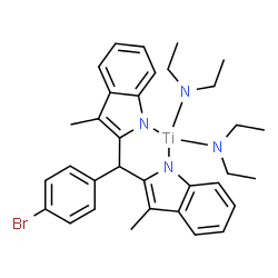 ChemSpider 2D Image | {2,2'-[(4-Bromophenyl)methylene]bis[3-methyl-1H-indolato(2-)-kappaN]}[bis(N-ethylethanaminato)]titanium | C33H39BrN4Ti