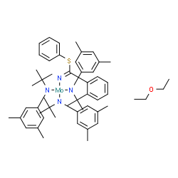 ChemSpider 2D Image | Tris[3,5-dimethyl-N-(2-methyl-2-propanyl)anilinato](phenyl benzenecarbimidothioatato-kappaN)molybdenum - ethoxyethane (1:1) | C53H74MoN4OS