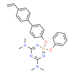 ChemSpider 2D Image | N,N,N',N'-Tetramethyl-2-phenoxy-2-[(4'-vinyl-4-biphenylyl)oxy]-1,3,5,2lambda~5~-triazaphosphinine-4,6-diamine | C26H28N5O2P