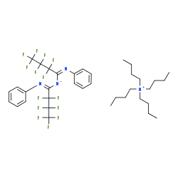 ChemSpider 2D Image | N,N,N-Tributyl-1-butanaminium [(1E)-2,2,3,3,4,4,4-heptafluoro-N-phenylbutanimidoyl][(1Z)-2,2,3,3,4,4,4-heptafluoro-N-phenylbutanimidoyl]azanide | C36H46F14N4