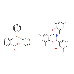 ChemSpider 2D Image | N,N-Bis(2-hydroxy-3,5-dimethylbenzyl)(2-hydroxy-3,5-dimethylphenyl)methanaminium 2-(diphenylphosphino)benzoate | C46H48NO5P