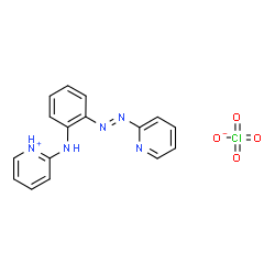 ChemSpider 2D Image | 2-({2-[(E)-2-Pyridinyldiazenyl]phenyl}amino)pyridinium perchlorate | C16H14ClN5O4